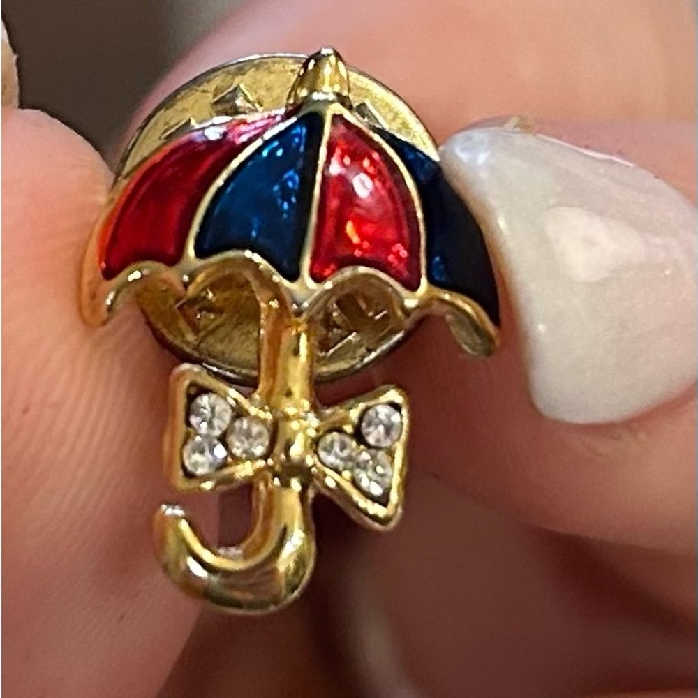 Umbrella Pin, Gold Plated and Diamond studs